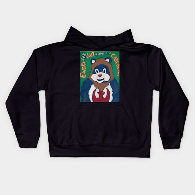 Homeless Care Bear Kids Hoodie by Clown Barf